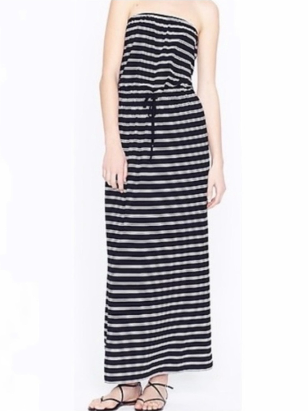 J. Crew Black and White Striped Maxi Skirt